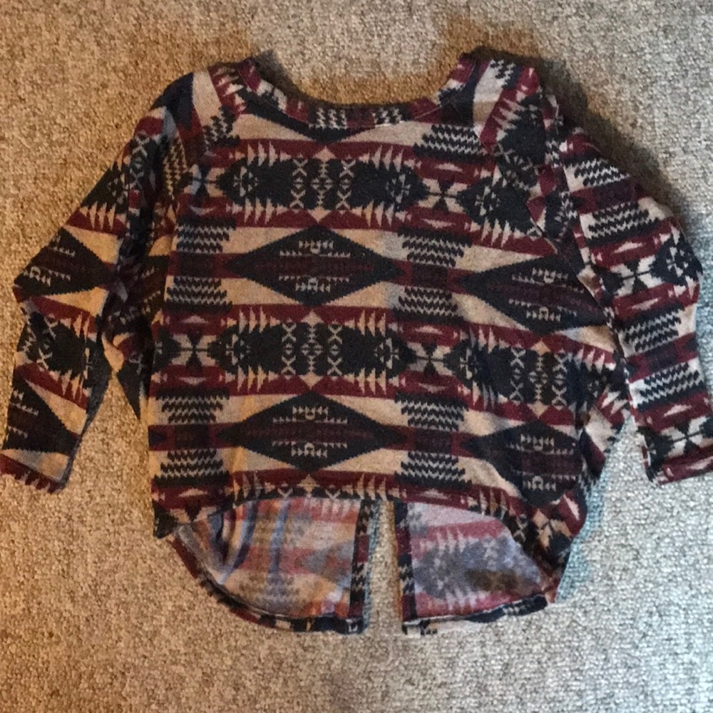 button down back, aztec sweater